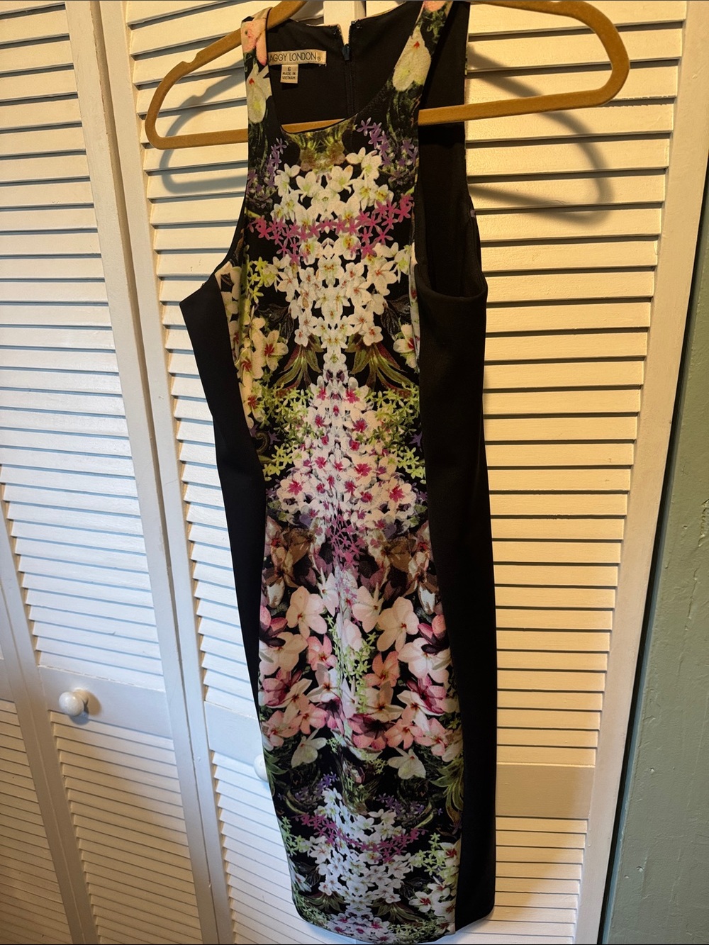 Black Floral Sheath Dress by Maggie London